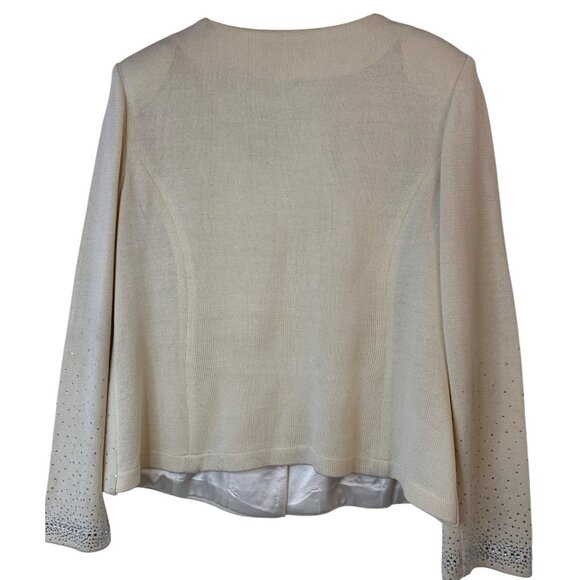 Elite Cream Bling Formal Embellish Cardigan Sweater Top Size 12 RA10082 Wedding - Picture 8 of 9